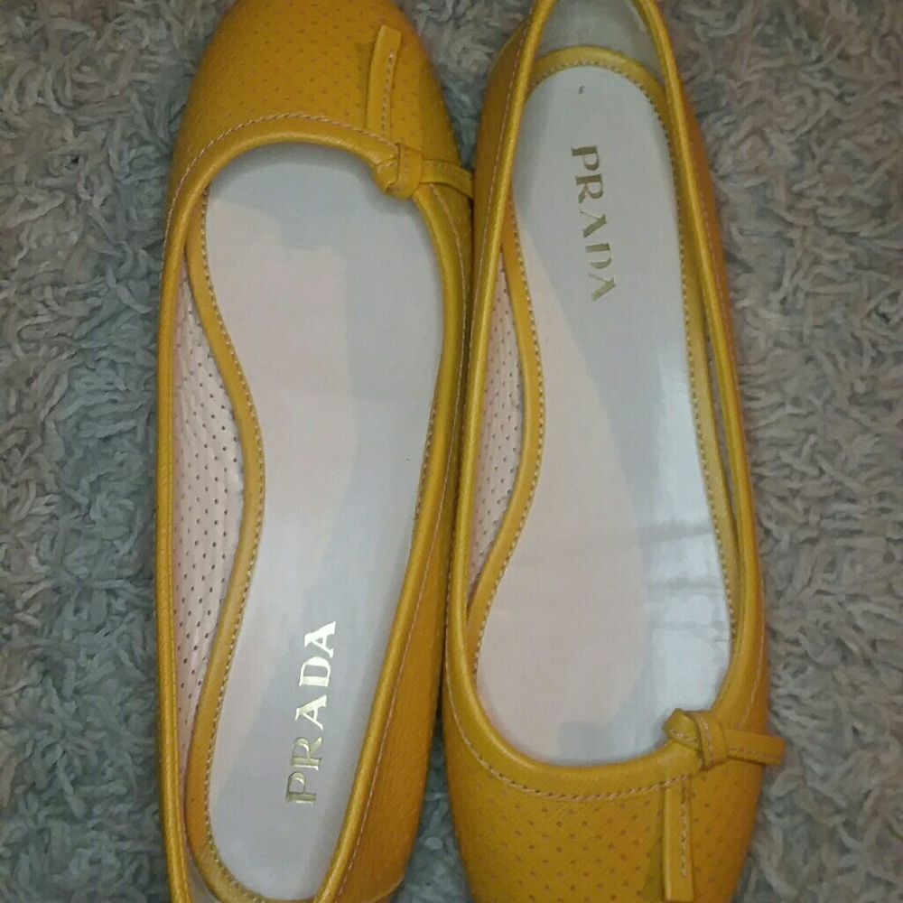 Yellow Prada flats